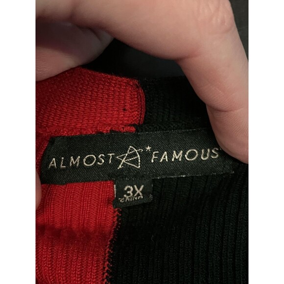 Almost Famous Sweater Dress Womens 3X Red Black Colorblock Button Front - Picture 11 of 13